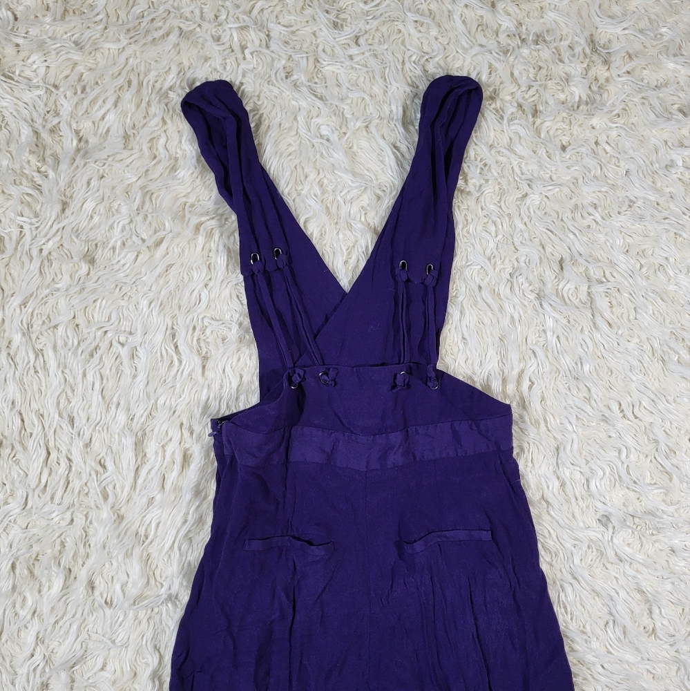 Maeve By Anthropologie Souxanne Womens Jumpsuit Apron Overalls Wide Leg 4 Purple - Picture 10 of 12